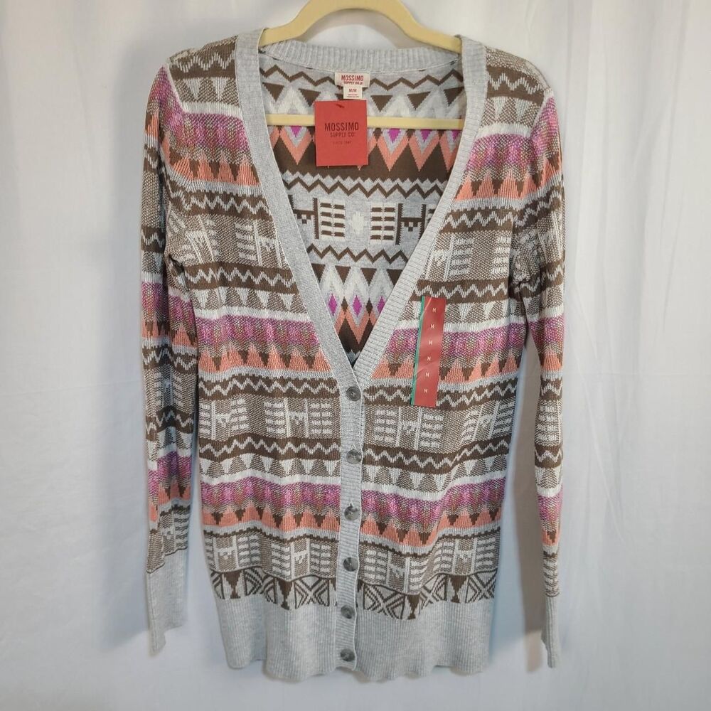 Mossimo Juniors medium multi striped Cardi boho cottagecore casual lightweight